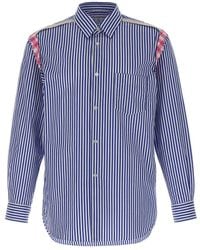 Comme des Garçons - Cotton Poplin Striped Shirt With Check Inserts - Lyst