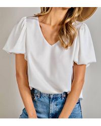 Eesome - V- Neck Puff Sleeve Blouse - Lyst
