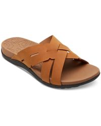 Rockport - Ridge Faux Leather Woven Slide Sandals - Lyst
