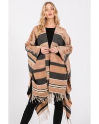 TRUEDAMES - Aztec Pattern Fringe Ruana - Lyst