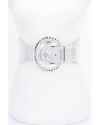 Fashnzfab - Pearl Metallic Pu Elastic Belt - Lyst