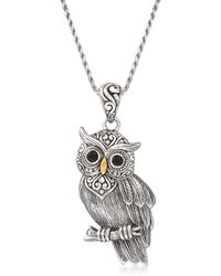 Ross-Simons - Sterling Owl Pendant Necklace With Black Onyx And 18kt Gold Over Sterling - Lyst