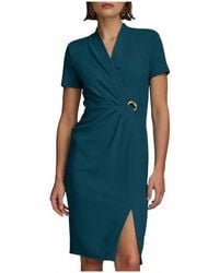 Donna Karan - Ruched O-Ring Sheath Midi Dress - Lyst