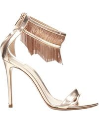 Gianvito Rossi - Josephine Copper Metal Fringe Ankle Strap High Heel Sandal - Lyst