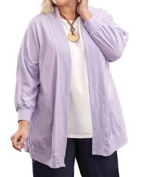 On The Plus Side - Becky Solid Long Sleeve Cotton Knit Plus Size Jacket - Lyst