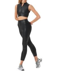 Bloch - Zola Zip Front Leather Look Crop Top - Lyst