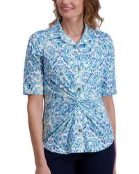Stella Parker - Twist Button-Down Knit Top - Lyst