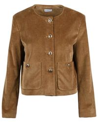 Marella - Corduroy Jacket With Velvet Details And Jewel Buttons - Lyst