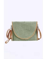Fashnzfab - Solid Color Straw Convertible Swing Clutch Bag - Lyst