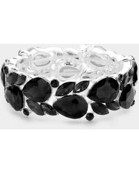 Fashnzfab - Teardrop Accented Multi Stone Cluster Stretch Evening Bracelet - Lyst