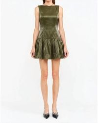 SOFIA The Label - Luna Satin Drop Waist Mini Dress - Lyst