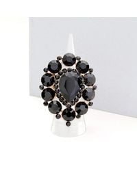 Fashnzfab - Rhinestone Crystal Cluster Teardrop Stretch Ring - Lyst