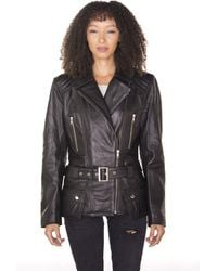 Infinity Leather - Long Leather Biker Jacket-Quito - Lyst