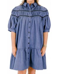 Eesome - Bleach Washed Button Down Mini Dress - Lyst