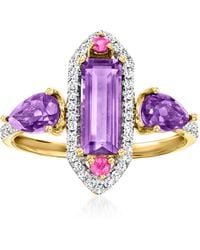 Ross-Simons - Amethyst And Sapphire Ring With Diamonds - Lyst