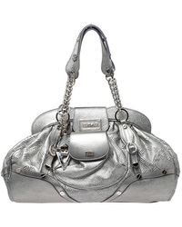 Versace - Silver Leather Chain Link Satchel - Lyst