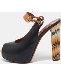 Missoni - Leather Peep Toe Platform Slingback Pumps - Lyst
