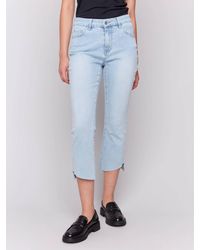 Charlie b - Cropped Jeans With Asymmetrical Hem - Lyst