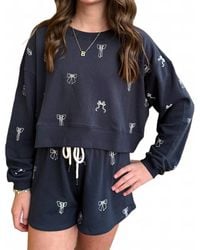 Chaser Brand - Tossed Bows Crop Sweatshirt - Lyst