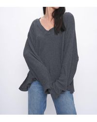 Project Social T - Rosalita Cozy Thermal V Neck Long Sleeve Top - Lyst