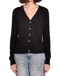 Minnie Rose - Cotton Frayed Cable Cardigan Top - Lyst