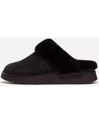Fitflop - Gen-Ff Shearling-Collar Suede Slippers - Lyst