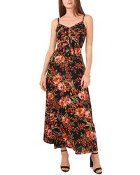 Msk - Floral Print Front Tie Maxi Dress - Lyst