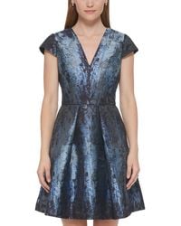 Vince Camuto - Metallic Snake Print Fit & Flare Dress - Lyst