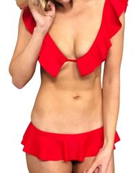 MILLY - Solid Sirolo Ruffle Bikini Bottom - Lyst