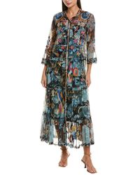 Johnny Was - Mazzy Embroidered Mesh Midi Dress - Lyst