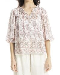 Max Studio - V-Neck Puff Sleeve Top - Lyst