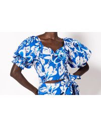 Cleobella - Rayna Floral Print Puff Sleeve Crop Top - Lyst