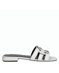 Furla - Natural Leather Upper Smooth Slide Slippers - Lyst