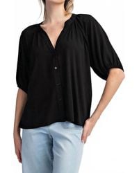 Eesome - Half Sleeve Notched V-Neck Blouse - Lyst