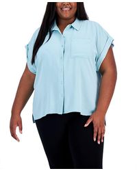 Calvin Klein - Plus Rolled Cuffs Collar Button-Down Top - Lyst