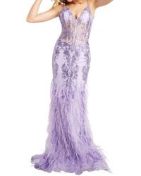 Jovani - Corset Bodice Feather Skirt Dress - Lyst