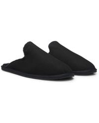 BOSS - Shearling-Lined Slip-On Slippers With Logo Detail - Lyst