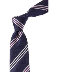 Canali - Navy Stripe Silk Tie - Lyst
