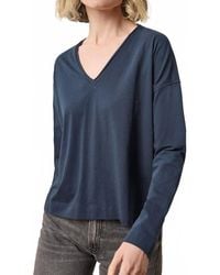 Lilla P - Long Sleeve Cut Edge V-Neck Top - Lyst