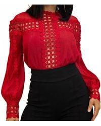Valentine - Bree Crochet Detailed Cut Out Blouse Bodysuit - Lyst