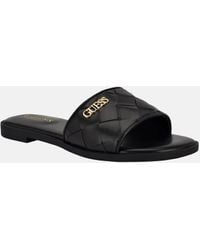 Guess - Meloria Faux-Leather Woven Slides - Lyst