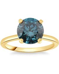 Pompeii3 - 1 1/2ct Round Blue Diamond Engagement Ring 14k White Or Yellow Gold Lab Grown - Lyst