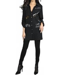 FRANK LYMAN - Britta Tunic Length Top With Sequin Wording - Lyst