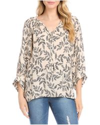 Karen Kane - Leaf Print Blouson Sleeves Blouse - Lyst