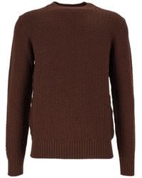Circolo 1901 - Textured Short Crewneck Wool Sweater - Lyst
