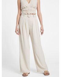 Guess Factory - Charlie Belted Linen Pants - Lyst