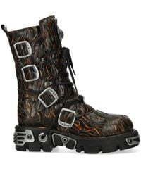 New Rock - M-591-C62 Mid-Calf High Flame Leather Metallic Gothic Boots - Lyst
