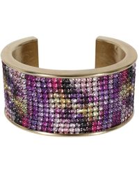 Chanel - 2015 Multi-color Strass Wide Gold Plated Cuff Bracelet - Lyst