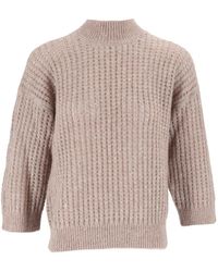 Peserico - Ribbed High Neck Knitted Sweater - Lyst