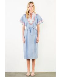 Thml - Short Sleeved Stripe Pattern Midi Dress - Lyst